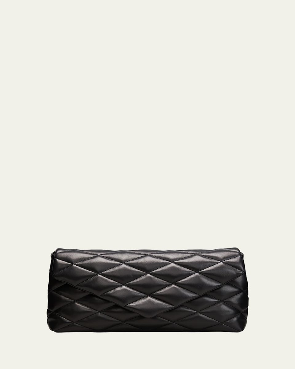 Sade Puffy Large YSL Clutch Bag in Quilted Smooth Leather